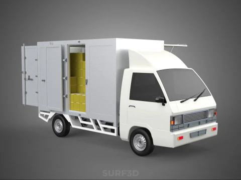 DELIVERY BOX TRUCK FREIGHT SHIPPING CARGO TRAILER CONTAINER CAR 3D Model