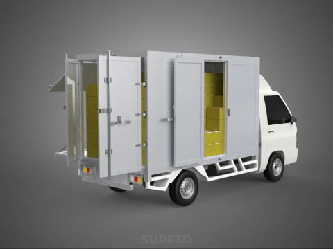 DELIVERY BOX TRUCK FREIGHT SHIPPING CARGO TRAILER CONTAINER CAR 3D Model