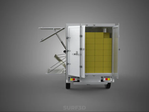 DELIVERY BOX TRUCK FREIGHT SHIPPING CARGO TRAILER CONTAINER CAR 3D Model