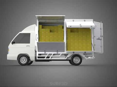 DELIVERY BOX TRUCK FREIGHT SHIPPING CARGO TRAILER CONTAINER CAR 3D Model