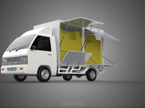 DELIVERY BOX TRUCK FREIGHT SHIPPING CARGO TRAILER CONTAINER CAR 3D Model