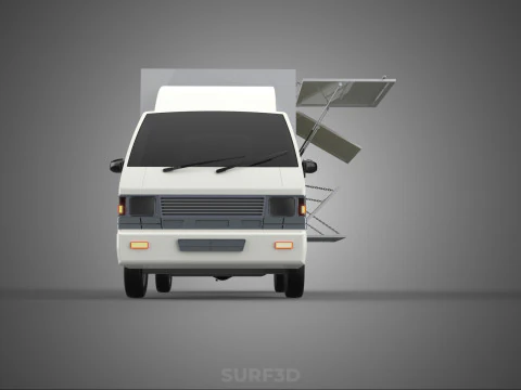DELIVERY BOX TRUCK FREIGHT SHIPPING CARGO TRAILER CONTAINER CAR 3D Model