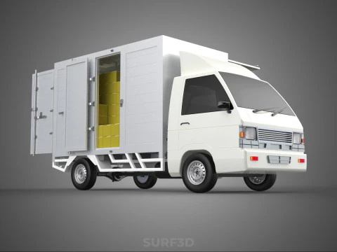 DELIVERY BOX TRUCK FREIGHT SHIPPING CARGO TRAILER CONTAINER CAR 3D Model