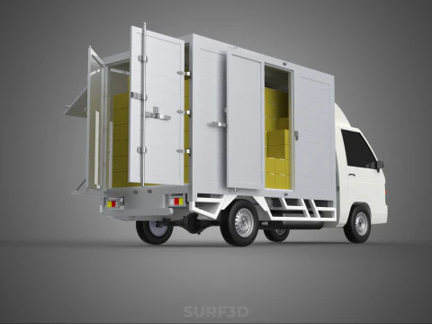 DELIVERY BOX TRUCK FREIGHT SHIPPING CARGO TRAILER CONTAINER CAR 3D Model