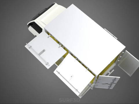 DELIVERY BOX TRUCK FREIGHT SHIPPING CARGO TRAILER CONTAINER CAR 3D Model