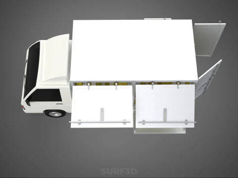 DELIVERY BOX TRUCK FREIGHT SHIPPING CARGO TRAILER CONTAINER CAR 3D Model