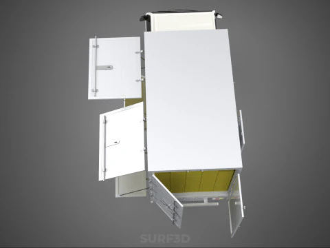 DELIVERY BOX TRUCK FREIGHT SHIPPING CARGO TRAILER CONTAINER CAR 3D Model