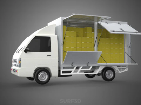 DELIVERY BOX TRUCK FREIGHT SHIPPING CARGO TRAILER CONTAINER CAR 3D Model