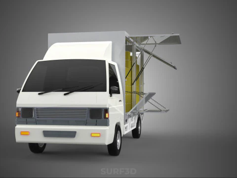 DELIVERY BOX TRUCK FREIGHT SHIPPING CARGO TRAILER CONTAINER CAR 3D Model