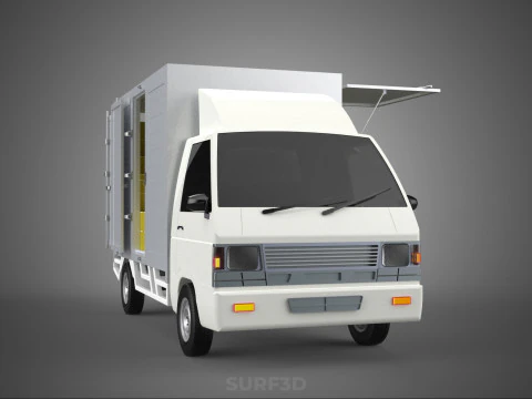 DELIVERY BOX TRUCK FREIGHT SHIPPING CARGO TRAILER CONTAINER CAR 3D Model
