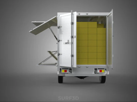 DELIVERY BOX TRUCK FREIGHT SHIPPING CARGO TRAILER CONTAINER CAR 3D Model