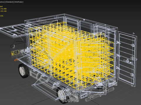 DELIVERY BOX TRUCK FREIGHT SHIPPING CARGO TRAILER CONTAINER CAR 3D Model
