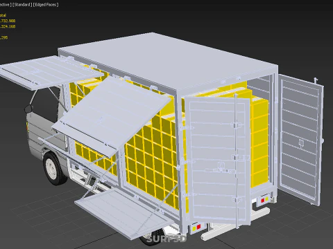 DELIVERY BOX TRUCK FREIGHT SHIPPING CARGO TRAILER CONTAINER CAR 3D Model