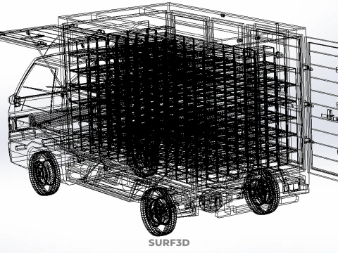 DELIVERY BOX TRUCK FREIGHT SHIPPING CARGO TRAILER CONTAINER CAR 3D Model