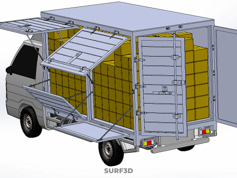 DELIVERY BOX TRUCK FREIGHT SHIPPING CARGO TRAILER CONTAINER CAR 3D Model