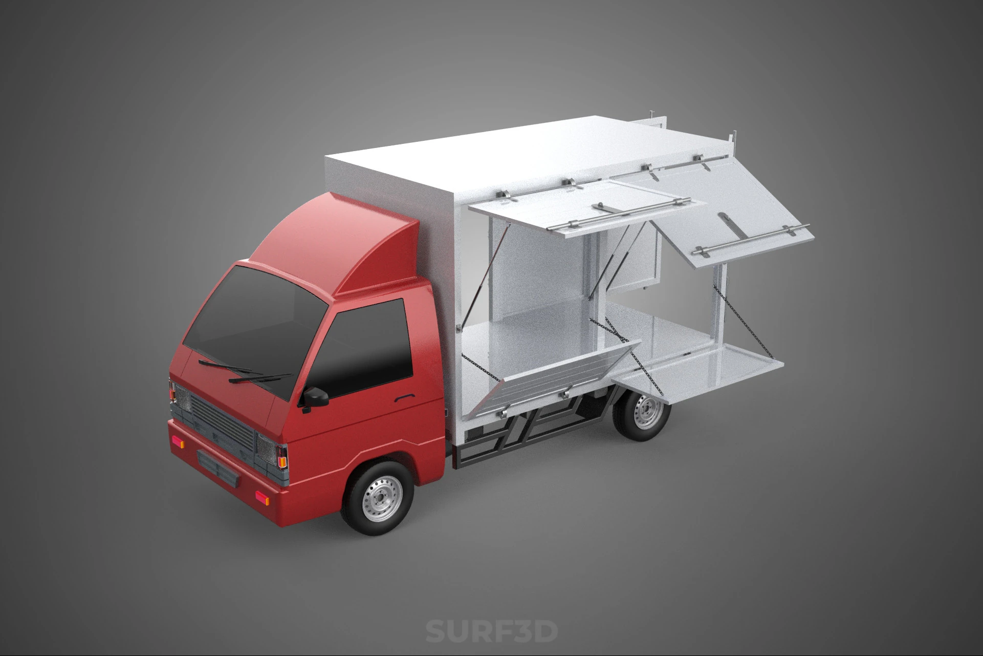 EMPTY SHIPMENT CUBE VAN BOX TRUCK PICKUP VEHICLE TRANSPORT CAR 3D Model .c4d .max .obj .3ds .fbx .stl .blend 