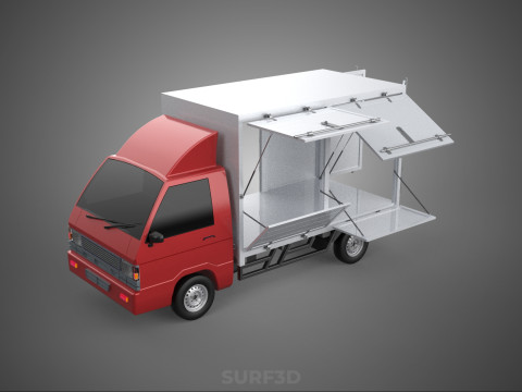 EMPTY SHIPMENT CUBE VAN BOX TRUCK PICKUP VEHICLE TRANSPORT CAR 3D Model