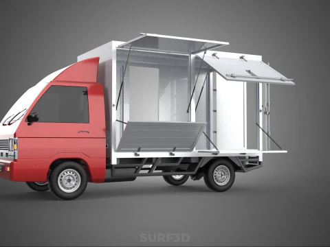 EMPTY SHIPMENT CUBE VAN BOX TRUCK PICKUP VEHICLE TRANSPORT CAR 3D Model