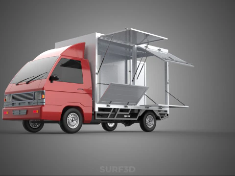 EMPTY SHIPMENT CUBE VAN BOX TRUCK PICKUP VEHICLE TRANSPORT CAR 3D Model