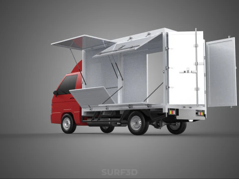 EMPTY SHIPMENT CUBE VAN BOX TRUCK PICKUP VEHICLE TRANSPORT CAR 3D Model