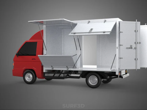 EMPTY SHIPMENT CUBE VAN BOX TRUCK PICKUP VEHICLE TRANSPORT CAR 3D Model