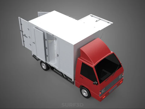 EMPTY SHIPMENT CUBE VAN BOX TRUCK PICKUP VEHICLE TRANSPORT CAR 3D Model