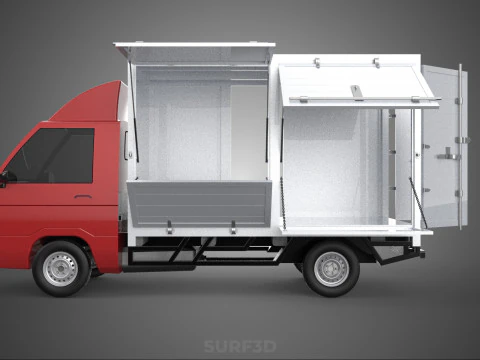 EMPTY SHIPMENT CUBE VAN BOX TRUCK PICKUP VEHICLE TRANSPORT CAR 3D Model