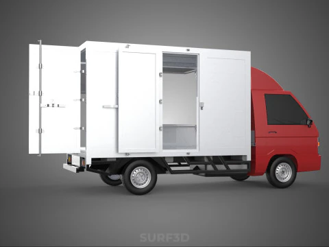 EMPTY SHIPMENT CUBE VAN BOX TRUCK PICKUP VEHICLE TRANSPORT CAR 3D Model