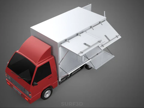 EMPTY SHIPMENT CUBE VAN BOX TRUCK PICKUP VEHICLE TRANSPORT CAR 3D Model