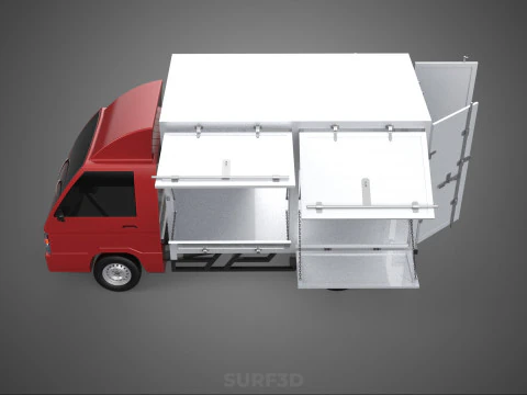 EMPTY SHIPMENT CUBE VAN BOX TRUCK PICKUP VEHICLE TRANSPORT CAR 3D Model