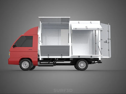 EMPTY SHIPMENT CUBE VAN BOX TRUCK PICKUP VEHICLE TRANSPORT CAR 3D Model