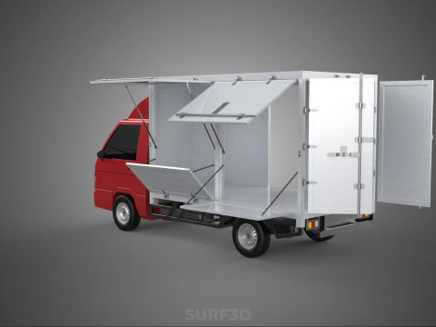 EMPTY SHIPMENT CUBE VAN BOX TRUCK PICKUP VEHICLE TRANSPORT CAR 3D Model