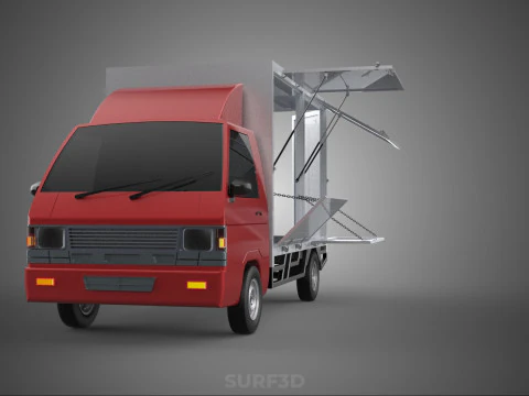 EMPTY SHIPMENT CUBE VAN BOX TRUCK PICKUP VEHICLE TRANSPORT CAR 3D Model