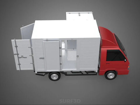EMPTY SHIPMENT CUBE VAN BOX TRUCK PICKUP VEHICLE TRANSPORT CAR 3D Model