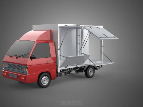 EMPTY SHIPMENT CUBE VAN BOX TRUCK PICKUP VEHICLE TRANSPORT CAR 3D Model