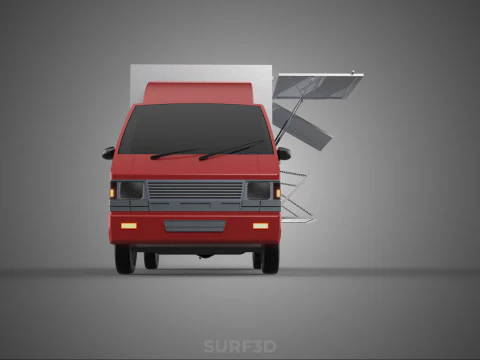 EMPTY SHIPMENT CUBE VAN BOX TRUCK PICKUP VEHICLE TRANSPORT CAR 3D Model