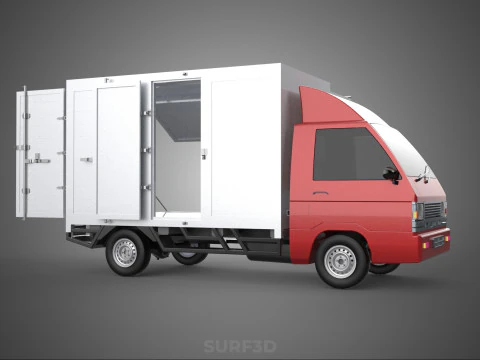 EMPTY SHIPMENT CUBE VAN BOX TRUCK PICKUP VEHICLE TRANSPORT CAR 3D Model