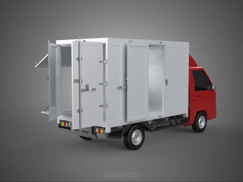 EMPTY SHIPMENT CUBE VAN BOX TRUCK PICKUP VEHICLE TRANSPORT CAR 3D Model