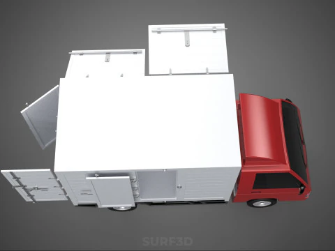 EMPTY SHIPMENT CUBE VAN BOX TRUCK PICKUP VEHICLE TRANSPORT CAR 3D Model