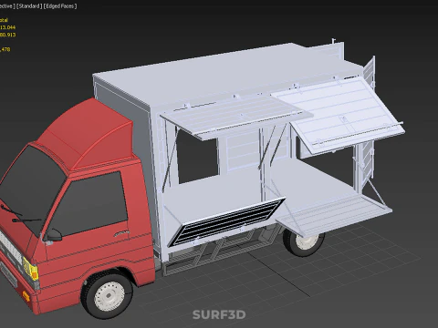 EMPTY SHIPMENT CUBE VAN BOX TRUCK PICKUP VEHICLE TRANSPORT CAR 3D Model
