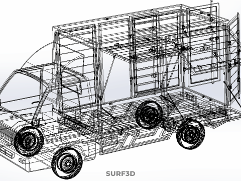 EMPTY SHIPMENT CUBE VAN BOX TRUCK PICKUP VEHICLE TRANSPORT CAR 3D मॉडल
