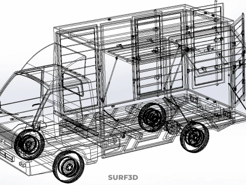 EMPTY SHIPMENT CUBE VAN BOX TRUCK PICKUP VEHICLE TRANSPORT CAR 3D Model