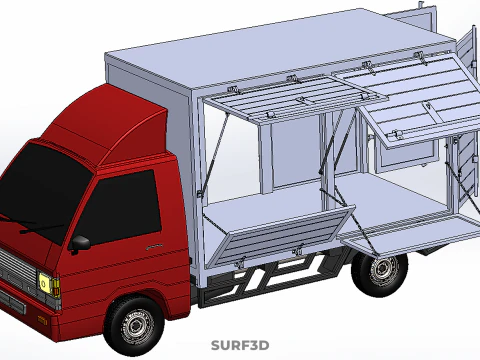 EMPTY SHIPMENT CUBE VAN BOX TRUCK PICKUP VEHICLE TRANSPORT CAR 3D Model