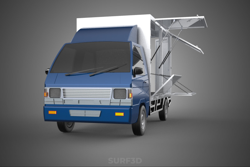 SIDE DOOR PANEL OPEN GATE WINDOW DROP BOX TRUCK FREIGHT CAR CUBE Model 3D .c4d .max .obj .3ds .fbx .stl .blend