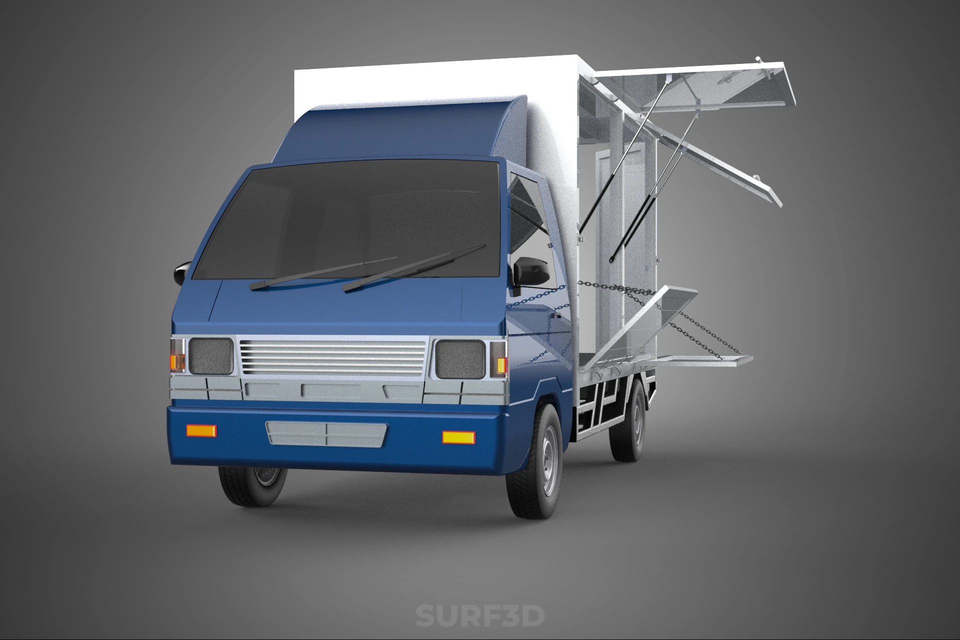 SIDE DOOR PANEL OPEN GATE WINDOW DROP BOX TRUCK FREIGHT CAR CUBE 3D Model .c4d .max .obj .3ds .fbx .stl .blend 