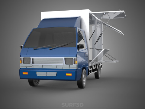 SIDE DOOR PANEL OPEN GATE WINDOW DROP BOX TRUCK FREIGHT CAR CUBE Modelo 3D