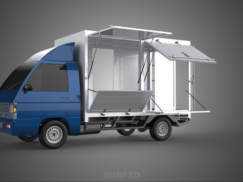 SIDE DOOR PANEL OPEN GATE WINDOW DROP BOX TRUCK FREIGHT CAR CUBE Model 3D