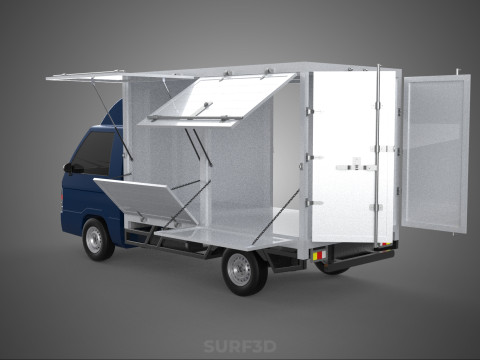 SIDE DOOR PANEL OPEN GATE WINDOW DROP BOX TRUCK FREIGHT CAR CUBE Model 3D