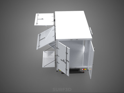 SIDE DOOR PANEL OPEN GATE WINDOW DROP BOX TRUCK FREIGHT CAR CUBE Model 3D