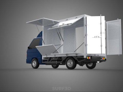 SIDE DOOR PANEL OPEN GATE WINDOW DROP BOX TRUCK FREIGHT CAR CUBE Model 3D